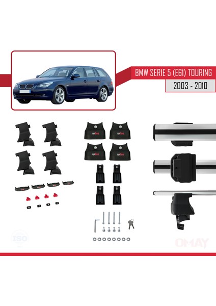 Bmw 5 Serisi (E61) Touring 2003-2010 Arası ile Uyumlu Ace-4 Ara Atkı Tavan Barı Gri 2 Adet indirimleri