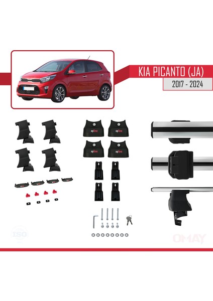 Kia Picanto (Ja) 2017 ve Sonrası ile Uyumlu Ace-4 Ara Atkı Tavan Barı Gri 2 Adet indirimleri