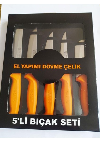 El Yapımı Dövme Çelik 5'li Bıçak Seti Kurban Seti