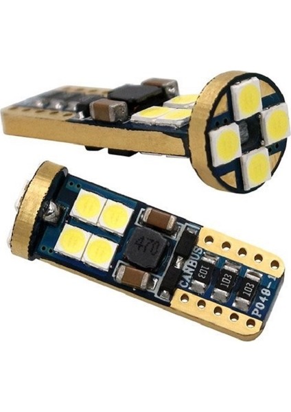 Çok Güçlü T10 Dipsiz Beyaz LED Ampul 12 LED Gold Canbus