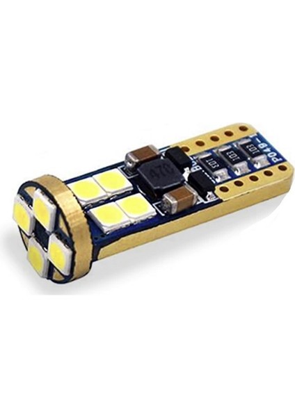 Çok Güçlü T10 Dipsiz Beyaz LED Ampul 12 LED Gold Canbus