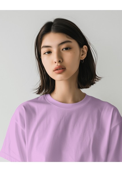 Unisex Pamuklu Likralı Bisiklet Yaka Relaxed Fit Basic Tişört Düz
