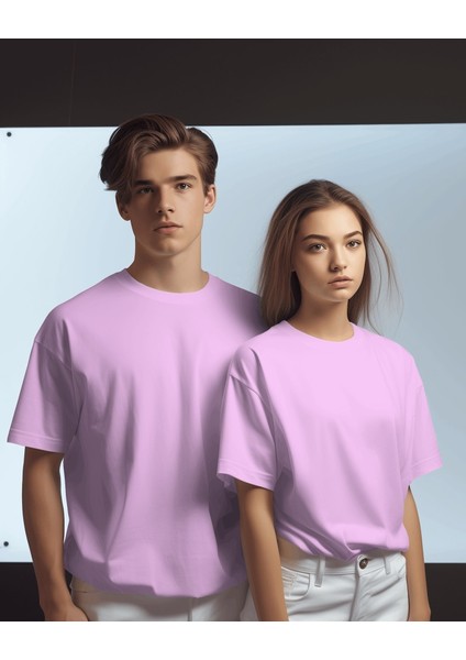 Unisex Pamuklu Likralı Bisiklet Yaka Relaxed Fit Basic Tişört Düz