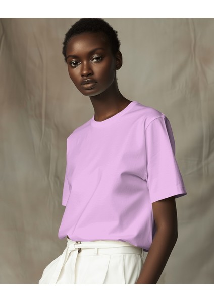 Unisex Pamuklu Likralı Bisiklet Yaka Relaxed Fit Basic Tişört Düz