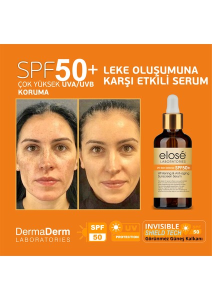 Spf 50+ Leke Karşıtı Güneş Koruma Serumu 50ML.