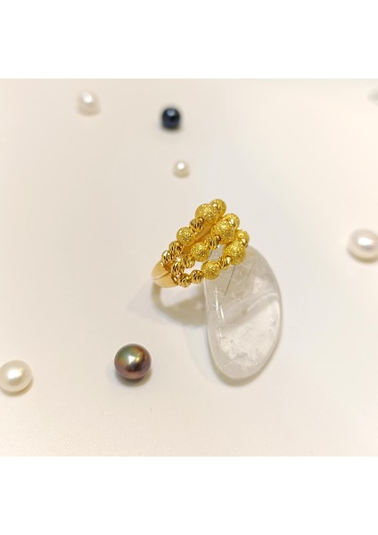 3 Sıralı Dorika Toplu Yüzük 22 Ayar Altın modelleri