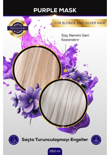 Ocean Sarı, Gümüş ve Platin Saçlar Için Mor Maske 250ML Vegan, Renk Koruyucu, Turunculaştırma Karşıtı modelleri