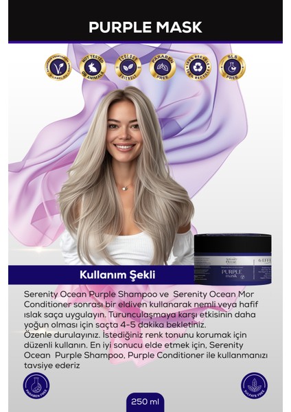 Ocean Sarı, Gümüş ve Platin Saçlar Için Mor Maske 250ML Vegan, Renk Koruyucu, Turunculaştırma Karşıtı fiyatları