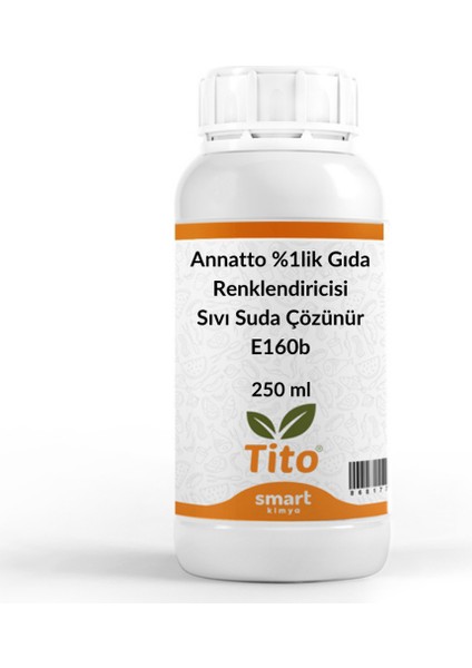 Annatto %1lik Gıda Renklendiricisi Sıvı Suda Çözünür E160B 250 ml