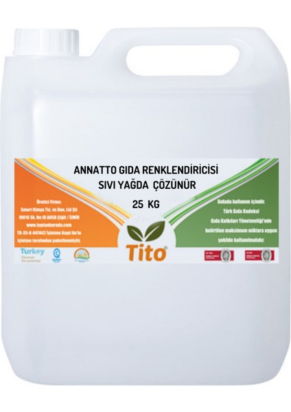 Annatto Gıda Renklendiricisi Sıvı Yağda Çözünür E160B 25 kg