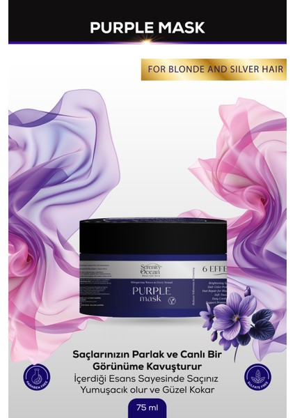 Ocean Sarı, Gümüş ve Platin Saçlar Için Mor Maske 75ML Vegan, Renk Koruyucu, Turunculaştırma Karşıtı