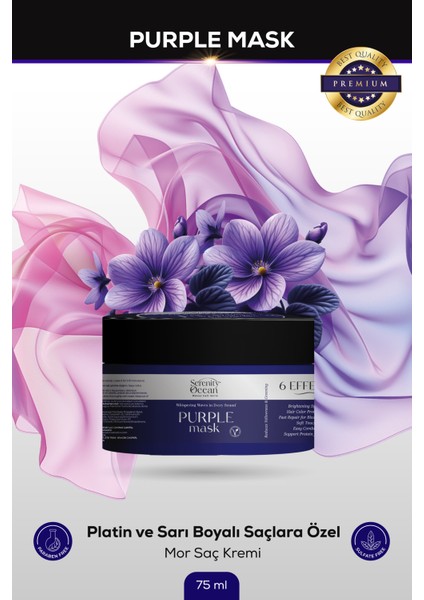 Ocean Sarı, Gümüş ve Platin Saçlar Için Mor Maske 75ML Vegan, Renk Koruyucu, Turunculaştırma Karşıtı fırsatları