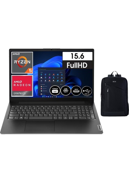 V15 G4 Amn R5-7520U 16 GB 2 Tb SSD Ddr5 15.6" Windows 11 Pro Fhd Dizüstü Bilgisayar Notebook + Boz Çanta