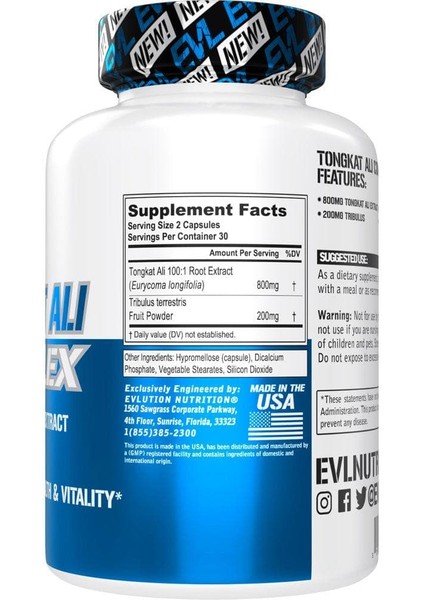 , Tongkat Alı Complex 800 Mg , 60 Veggie Capsules