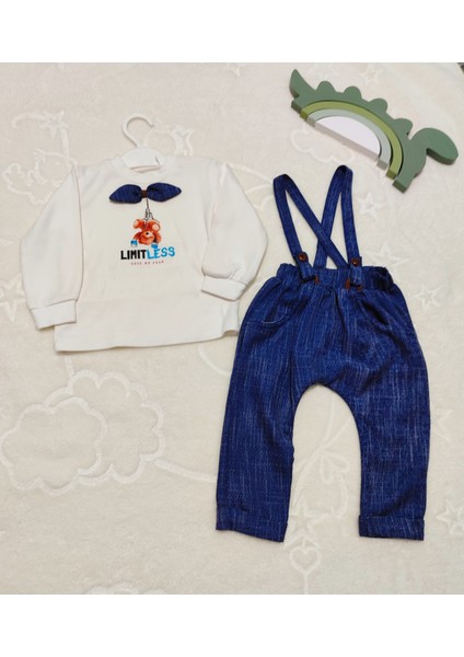 9-12-18 Ay Papyonlu Sweat Kot Pantolon 2li Erkek Bebek Salopet Takımı fiyatları