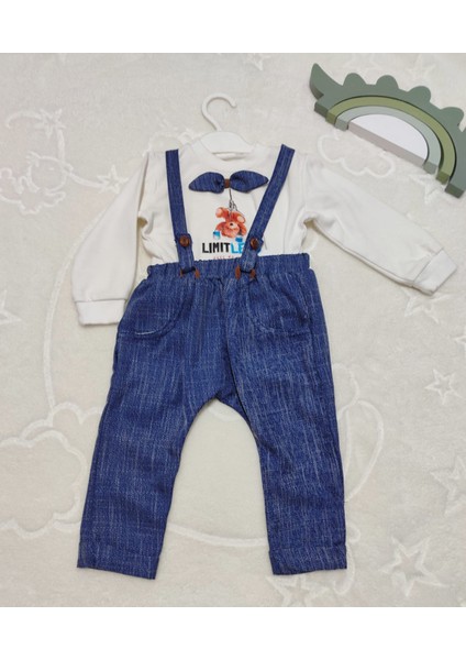 9-12-18 Ay Papyonlu Sweat Kot Pantolon 2li Erkek Bebek Salopet Takımı indirimleri