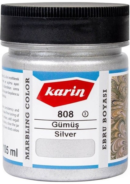 Ebru Boyası 105 ml 808 Gümüş