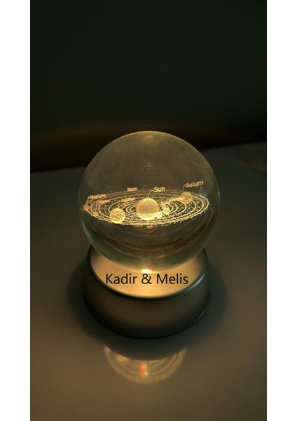 Kişiye Özel Güneş Sistemi Işıklı Cam Küre