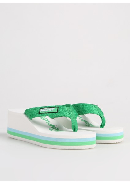 Yeşil - Beyaz Kadın Plaj Terliği BNI-10218 fiyatları