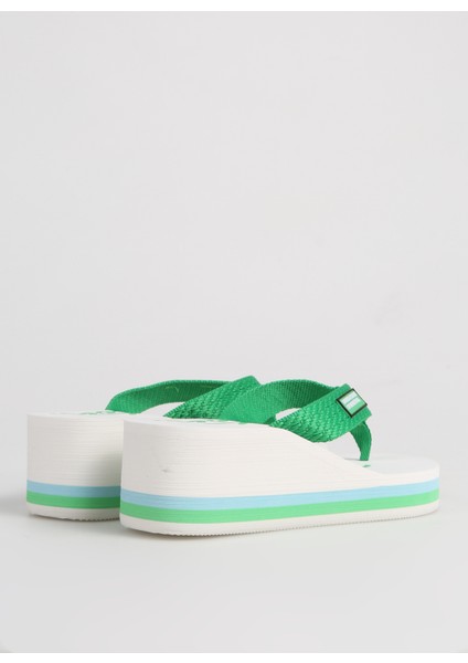 Yeşil - Beyaz Kadın Plaj Terliği BNI-10218 modelleri