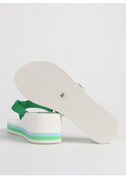 Yeşil - Beyaz Kadın Plaj Terliği BNI-10218 fırsatları