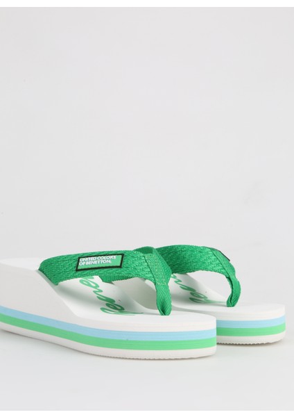 Yeşil - Beyaz Kadın Plaj Terliği BNI-10218 indirimleri