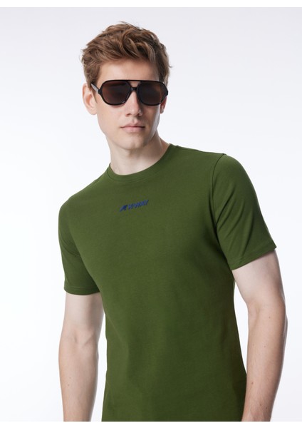 Bisiklet Yaka Yeşil Erkek T-Shirt K4124DW_ODOM Establıshed