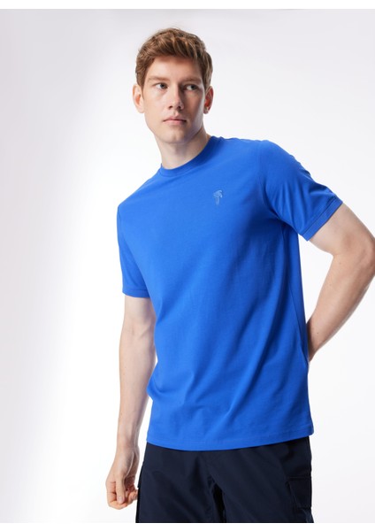 Bisiklet Yaka Mavi Erkek T-Shirt 755055542221