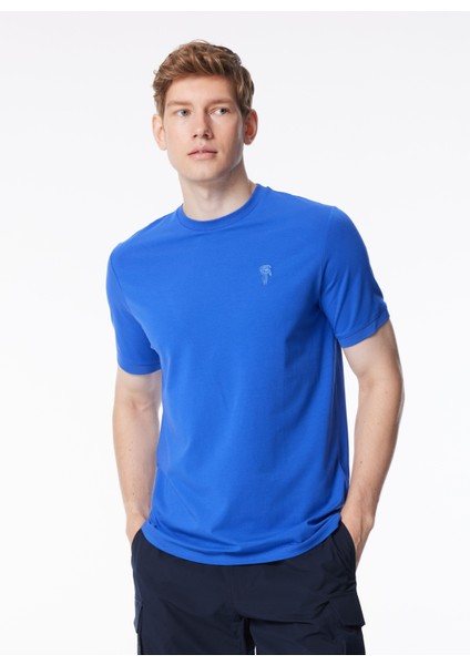 Bisiklet Yaka Mavi Erkek T-Shirt 755055542221 fırsatları