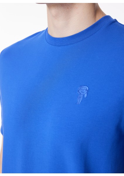 Bisiklet Yaka Mavi Erkek T-Shirt 755055542221 indirimleri