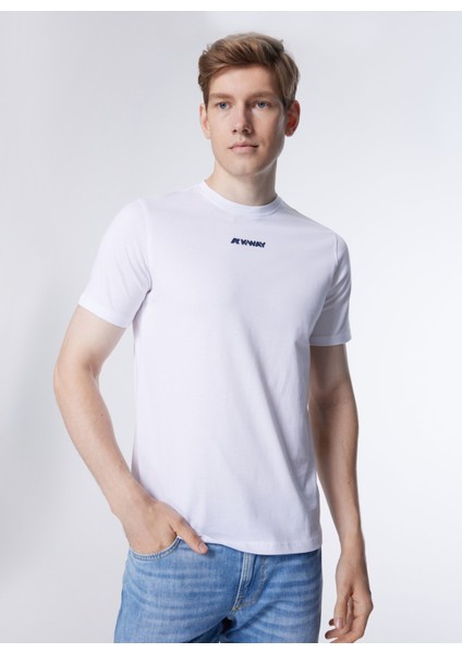 Bisiklet Yaka Beyaz Erkek T-Shirt K4124DW_ODOM Establıshed