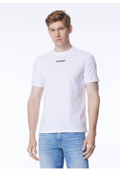 Bisiklet Yaka Beyaz Erkek T-Shirt K4124DW_ODOM Establıshed modelleri