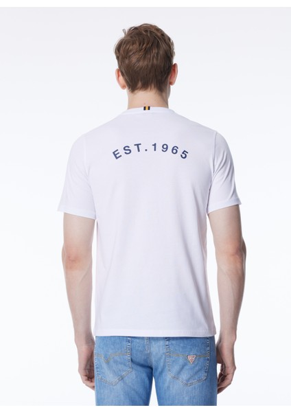 Bisiklet Yaka Beyaz Erkek T-Shirt K4124DW_ODOM Establıshed indirimleri