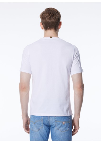 Bisiklet Yaka Beyaz Erkek T-Shirt K4125DW_ODOM Typo indirimleri