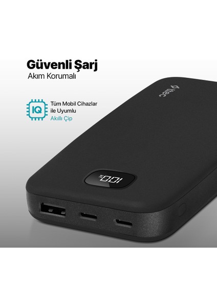 Chargeup Pro LCD 10.000MAH Pd 20W Taşınabilir Hızlı Şarj Aleti / Powerbank