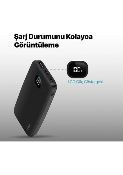 Chargeup Pro LCD 10.000MAH Pd 20W Taşınabilir Hızlı Şarj Aleti / Powerbank