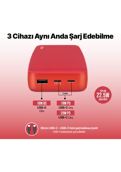 Chargeup Pro 20.000MAH Pd 20W Taşınabilir Hızlı Şarj Aleti / Powerbank