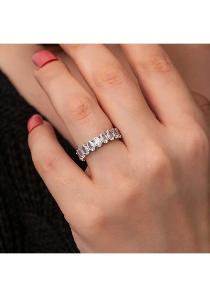 Gümüş Oval Taşlı Tamtur Kadın Yüzük fiyatları