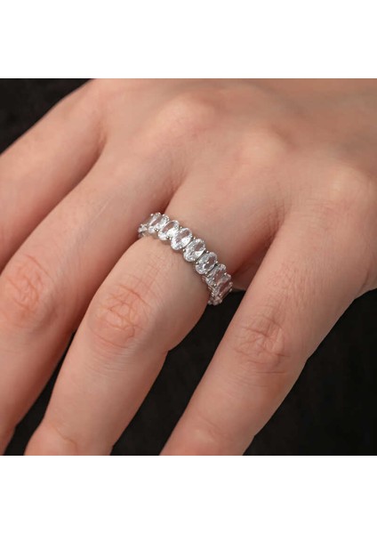 Gümüş Oval Taşlı Tamtur Kadın Yüzük modelleri