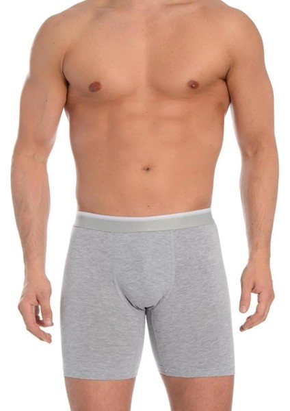 3'lü Paket Erkek Uzun Paçalı Likralı Boxer Gri - L
