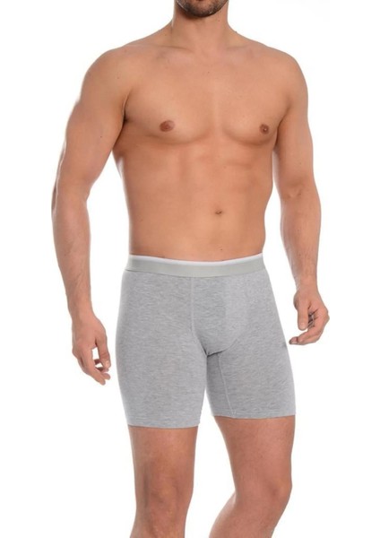 3'lü Paket Erkek Uzun Paçalı Likralı Boxer Gri - L