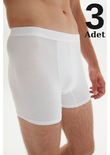 Erkek Modal Boxer 3'lü Paket Beyaz - M