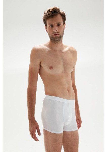Erkek Modal Boxer 3'lü Paket Beyaz - M