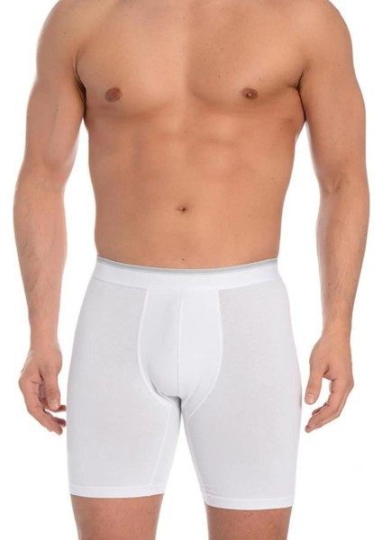 3'lü Paket Erkek Uzun Paçalı Likralı Boxer Beyaz - 2xl