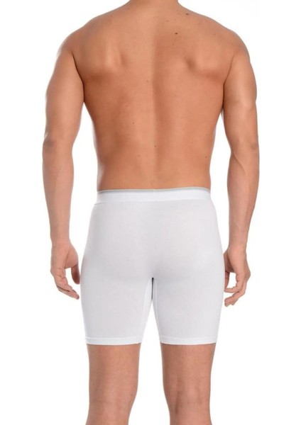 3'lü Paket Erkek Uzun Paçalı Likralı Boxer Beyaz - 2xl
