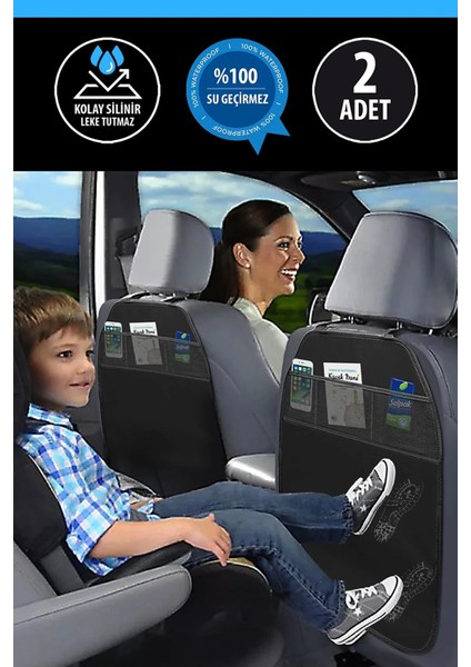 Peugeot 5008 I (Phase I) 1.6 Thp (156 Hp) 2011UYUMLU Araba Koltuk Arkası Koruyucu 2'li Organizer - Su Geçirmez Oto Koltuk Koruyucu