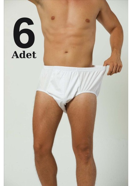 Erkek Büyük Beden Külot Slip 6'lı Paket %100 Pamuk Beyaz - 4xl