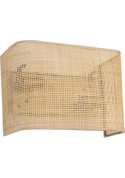 Örgülü Rattan Abajurlu Dikdörtgen Aplik