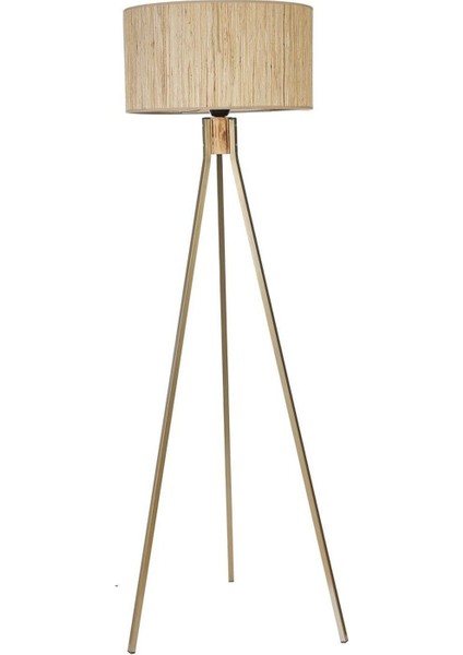 Fısco Tripod Eskitme Lambader Silindir Bambu 010 Abajurlu