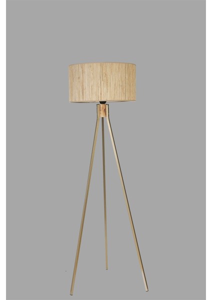 Fısco Tripod Eskitme Lambader Silindir Bambu 010 Abajurlu